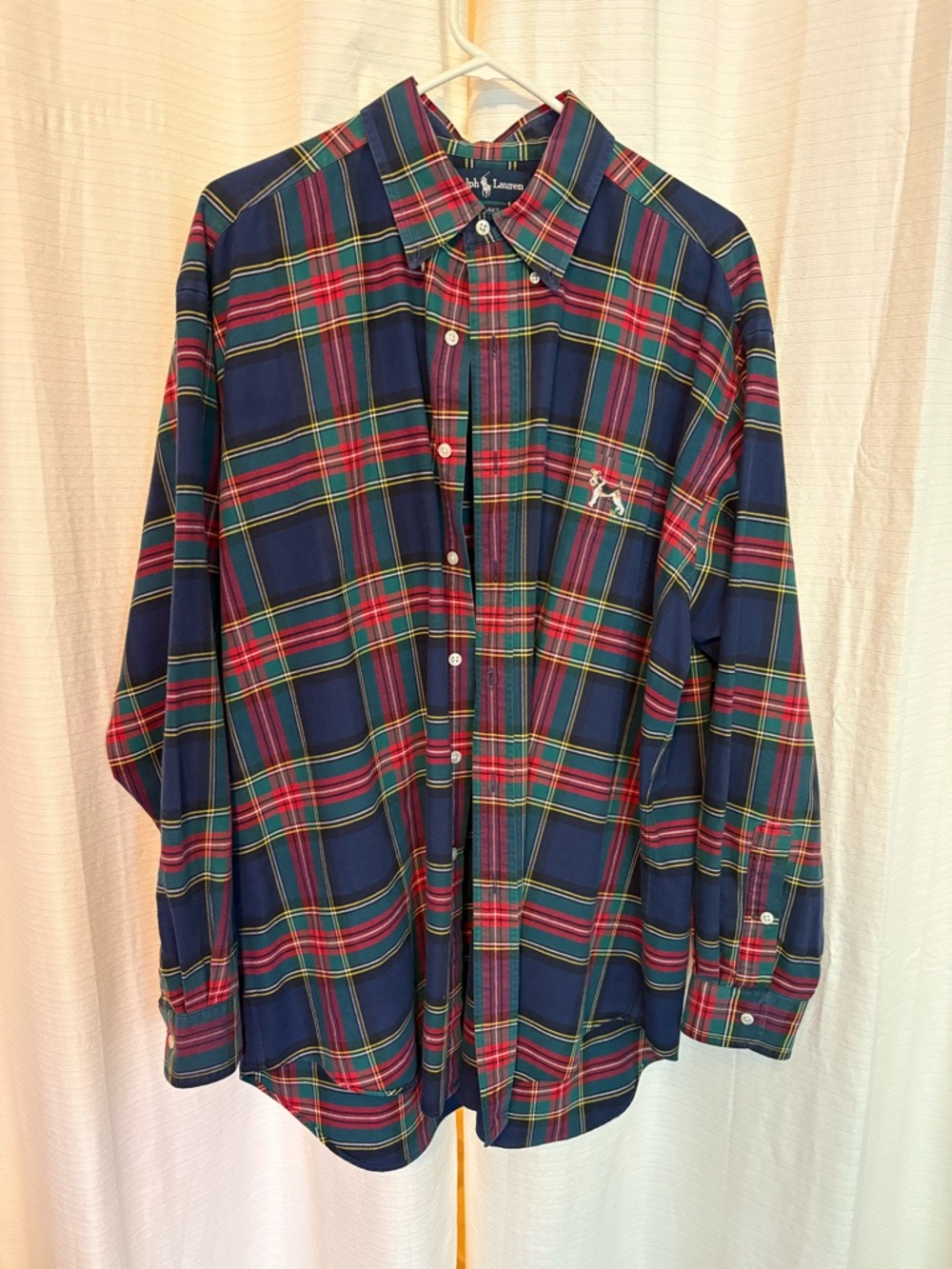 Ralph Lauren Blake 100% Cotton Plaid Button-Down Shirt XL #601